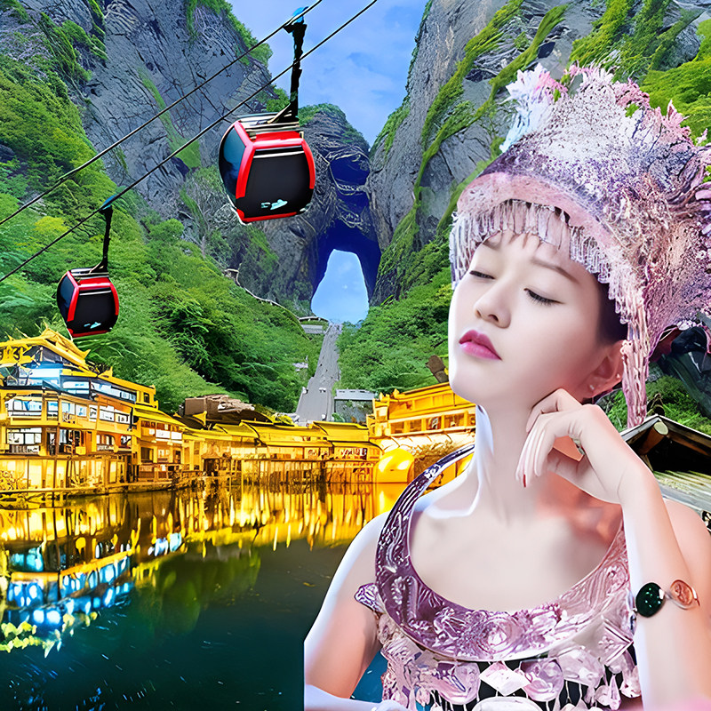 0购物店 含高铁 湖南长沙张家界旅游天门山凤凰古城6天5晚跟团游