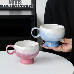 High-End Handmade Kiln-Fired Ceramic Mug for Home Use, Niche Design, Small Capacity, Vintage Coffee Cup