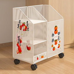 Bookshelf Floor-Standing Storage Rack Desktop Organizer Bookcase Storage Cabinet Integrated Children's Picture Book Rack Movable Trolley