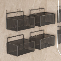 Bathroom Wall-Mounted Storage Rack, Bathroom Wall-Mounted Storage Box, Washbasin, Toilet, Washroom, No-Drill Hanging Basket