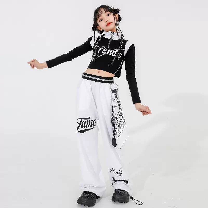 爵士舞童女服装少儿街舞hiphop架子鼓表演服走秀春秋露脐帅酷炫潮-Taobao Vietnam