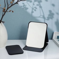 Portable Makeup Mirror for Home Bedroom Office Desktop Male and Female Student Dormitory Leather Foldable Glass Mirror