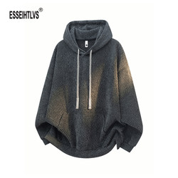 Esseihtlvs American-Style Chenille Sweatshirt for Men, High Street Trendy Loose Jacket, Versatile Hooded Long-Sleeve Top