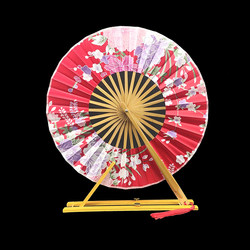 Chinese Style Folding Fan Round Fan Folding Fan Round-Shaped Fan Windmill Fan Retro Style Japanese Style Women's Purple Pink Fan Red