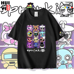 Sprunki Rhythm Box Wenda Simon Animation Game Peripheral Short-Sleeved T-Shirt for Men and Women Pure Cotton Half-Sleeved Top