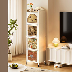 Bookcase and Storage Cabinet Integrated Wall-Mounted Steel Floor-Standing Corner Bookshelf, Movable Rotating Children's Picture Book Rack