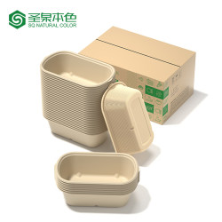 Shengquan Natural Color Disposable Pulp Single-Compartment and Double-Compartment Lunch Box for Business Takeout, Low-Fat Light Meal Bento Box