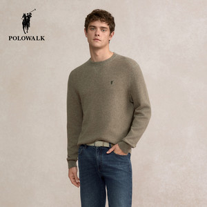 
POLOWALK knitted cardigan men's 2025 winter new fashion versatile pullover round neck bottoming shirt for men