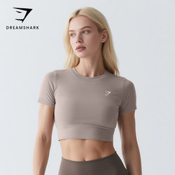 National Gym Shark Crossover Crop Top Women's Short-Sleeved Top High-Elastic Yoga Sports Fitness Clothing