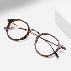 
Autumn and winter tortoiseshell ten thousand years G polygonal retro glasses frame unisex pure titanium ultra-light glasses frame K1113BT