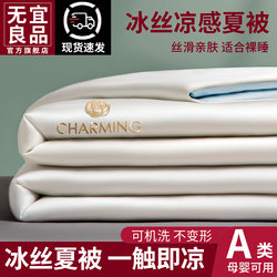 Wuyiliangpin Summer Ice Silk Cooling Quilt Air Conditioning Quilt Four-Piece Set with Cooling Sensation, Class A, Single/Double Thin Quilt, Machine Washable