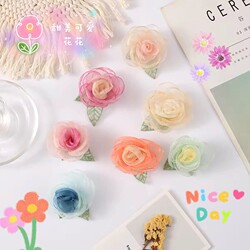 Curtain Embellishment Decorative Accessories Small Jewelry Organza Two-Color Gradient Rose Brooch Stereo Handmade Pendant