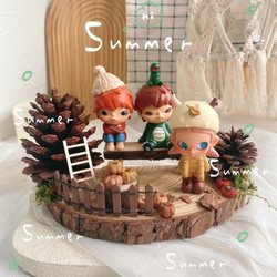 Semi-Circular Forest-Themed DIY Creative Ornament Storage Blind Box Scene Props Dollhouse Handmade Mini Decorations Wood