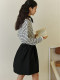 
White CUNBAI Wool Literary Irregular A-line Skirt Women's Spring Waist Pleated Flower Brave Short Skirt