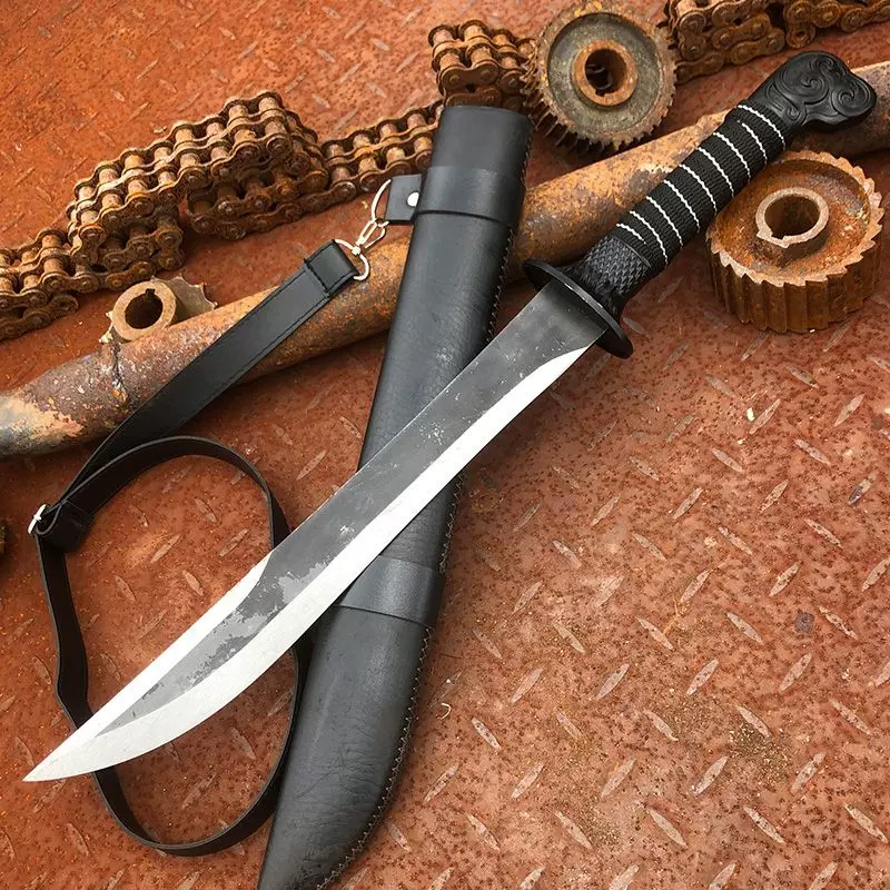 防身收藏真刀带鞘武术练习军刀战术一体镇宅刀冷兵器直刀未开刃