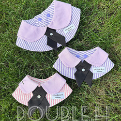 DOUBLE.H handmade dog saliva towel Meika Maltese Bichon Schnauzer striped college style
