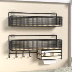 Wall-Mounted Shelf, No-Drill Dormitory Storage Solution, College Student Dormitory Bedside Wall Hanging Basket Shelf