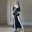 trang phục cosplay hầu nữ Nữ tu trang phục cos gợi cảm chặt chẽ trang phục đeo chéo trang phục hóa trang mỏng người giúp việc phong cách ăn mặc nguyên chất ham muốn Plus kích thước hầu gái gợi cảm cao cấp vải mềm mại đồ hầu gái 