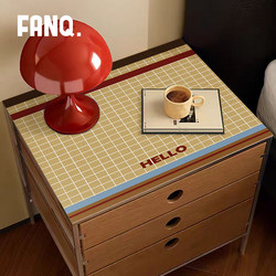 Simple Retro Geometric Plaid Table Mat Bedroom Room Bedside Table Mat Dust-Proof Mat No-Wash Wipeable Leather Coffee Table Mat