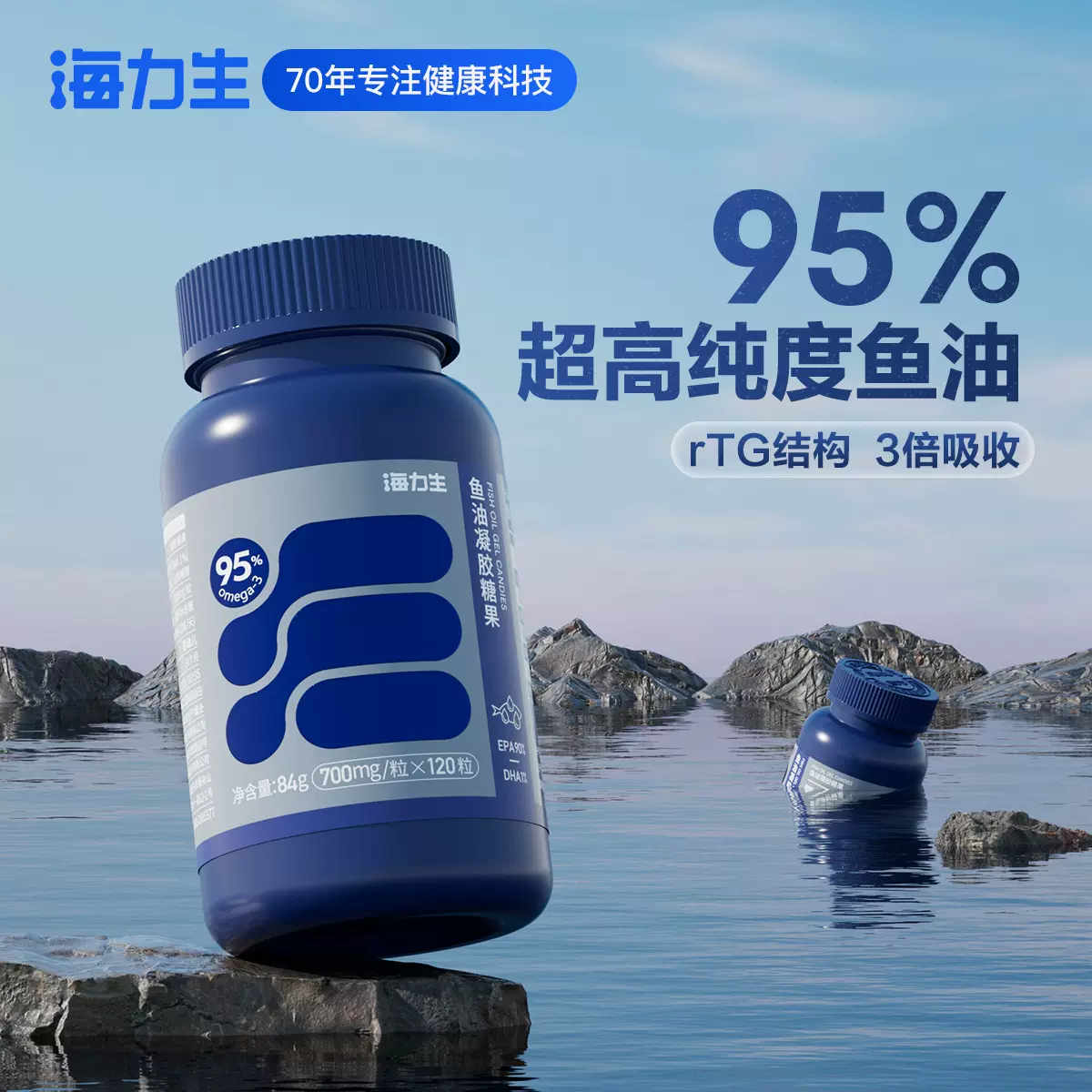 海力生95%高纯度深海鱼油Omega3 EPA高纯度鱼油软胶囊rtg结构-Taobao