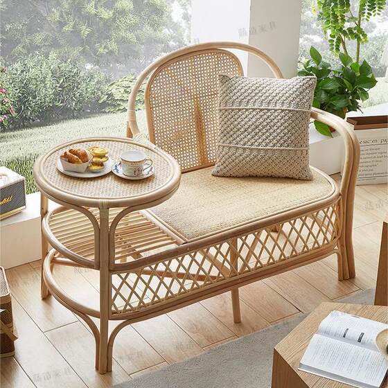 
Balcony leisure area Internet celebrity photography tea table living room coffee table bed and breakfast rattan retro single telephone sofa