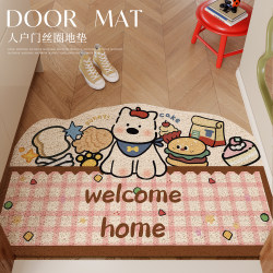 Korean-Style Dopamine Dog Entrance Mat, Silk Loop Door Mat, Non-Slip Door Mat, Foyer Mat, Can Be Cut to Size