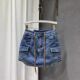 2024 autumn and winter new style loose P high waist slim lace-up denim skirt female hot girl a-line hip short skirt