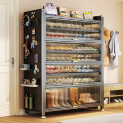 Steel Shoe Cabinet for Home Entrance, Dust-Proof Entryway Cabinet, New Popular Model, Iron Art, Large Capacity, Flip-Up Door, Multi-Layer Shoe Rack