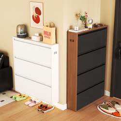 10cm Ultra-Thin Steel Flip-Shoe Cabinet Storage Cabinet Integrated Against the Wall for Extremely Narrow Entryways, Home Entryway Shoe Rack