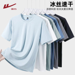 Pull-Back Quick-Drying Short-Sleeved Men's T-Shirt 2026 New Summer Thin Men's Ice Silk Top Breathable Running Sportswear Q