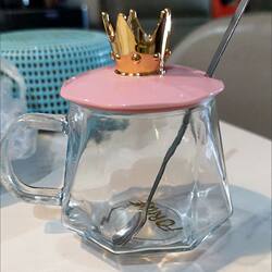 High-Quality Glass Cup for Home Use, Creative Couple's Coffee Mug, Office Tea Cup with Lid and Spoon, Universal