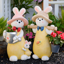 Creative Rabbit Garden Decoration Cartoon Cute Animal Figurine Garden Balcony Landscaping Arrangement Art Outdoor Flower Pot