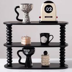 Retro Wooden Cup Multi-Layer Storage Rack Home Desktop Organizer Display Rack Creative American Light Luxury Style