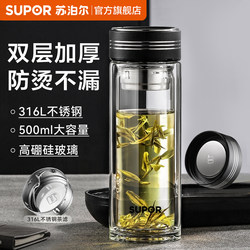 Supor Glass Cup, Tea Cup, Glass Water Cup, Double-Layer Glass Tea Cup, High-Temperature Resistant Men's Model