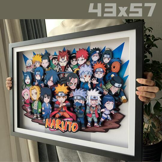 ナルト家族肖像画3D絵画 - ナルト＆サスケの贈り物