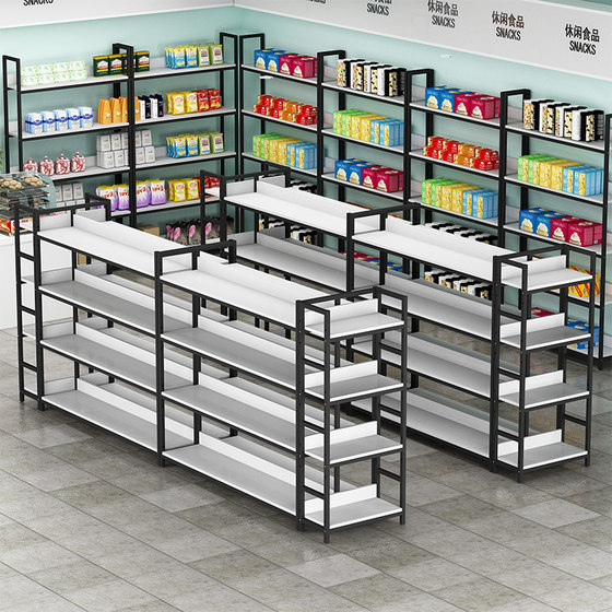 
Supermarket shelves island cabinet convenience store display V cabinet cosmetics display rack stationery store bookshelf mother and baby display rack double
