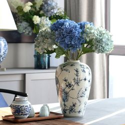 New Chinese-style ornaments ceramic h soft ornaments Chinese-style living room entrance retro blue and white porcelain vase ornaments storage jars