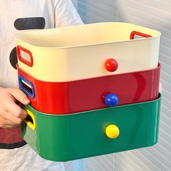 Dopamine Storage Box Desktop Cute Box Snack Basket Acrylic Stationery Cosmetics Miscellaneous Organizer Storage Basket