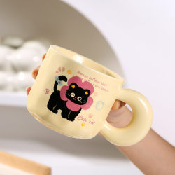 Jingdezhen Cute Cat Mug, Birthday Gift for Girls, Gift for Best Friend, Mug for Home and Office, Ceramic Water Cup