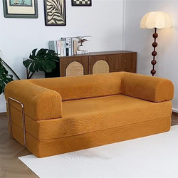 Vacuum Compressed Foldable Dual-Purpose Removable and Washable Fabric Sofa Bed for Living Room, Modular, Can Be Used for Sleeping and Reclining, Teddy Straight-Row Sofa