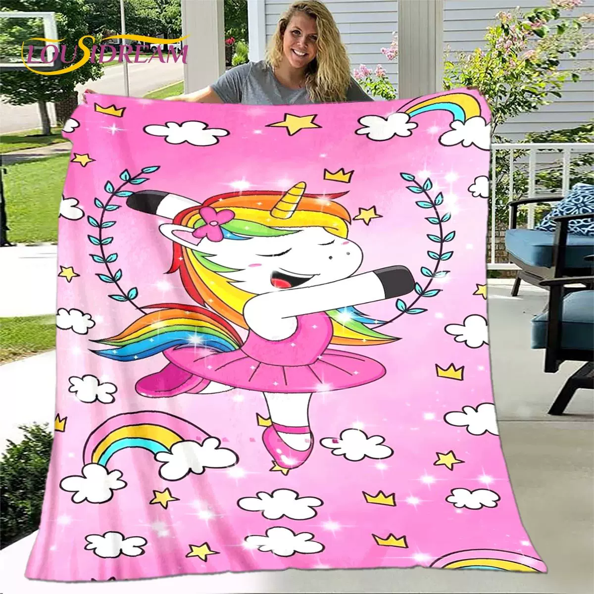 Cartoon Cute Unicorn Blanket,Flannel Blanket Throw Blanket,C-Taobao