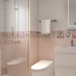 All-Ceramic Bathroom Wall Tiles French Cartoon Kitty Cat Tiles 400X800 Background Wall Flower Slices Bathroom Tiles