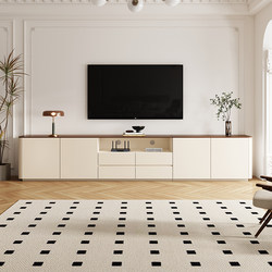 Solid Wood Tv Cabinet and Coffee Table Set, Simple Modern Living Room, Small Apartment, Tall Storage Cabinet, Two-Tone Floor Cabinet