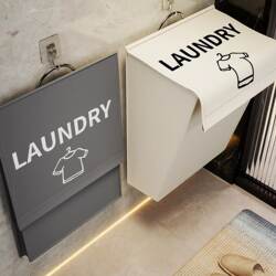 Wall-Mounted Dirty Laundry Basket for Bathroom, Foldable Laundry Hamper for Placing Clothes While Showering, Laundry Storage Basket