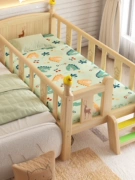 Giường trẻ em bằng gỗ nguyên khối có lan can giường cũi bé trai bé gái giường đơn đầu giường mở rộng ghép giường lớn