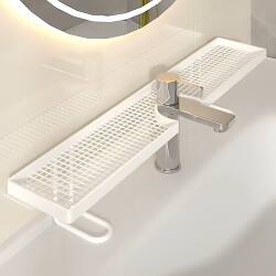 Bathroom Sink Storage Rack, Light Luxury Minimalist Washbasin Organizer, Toiletries and Skincare Product Organizer Shelf