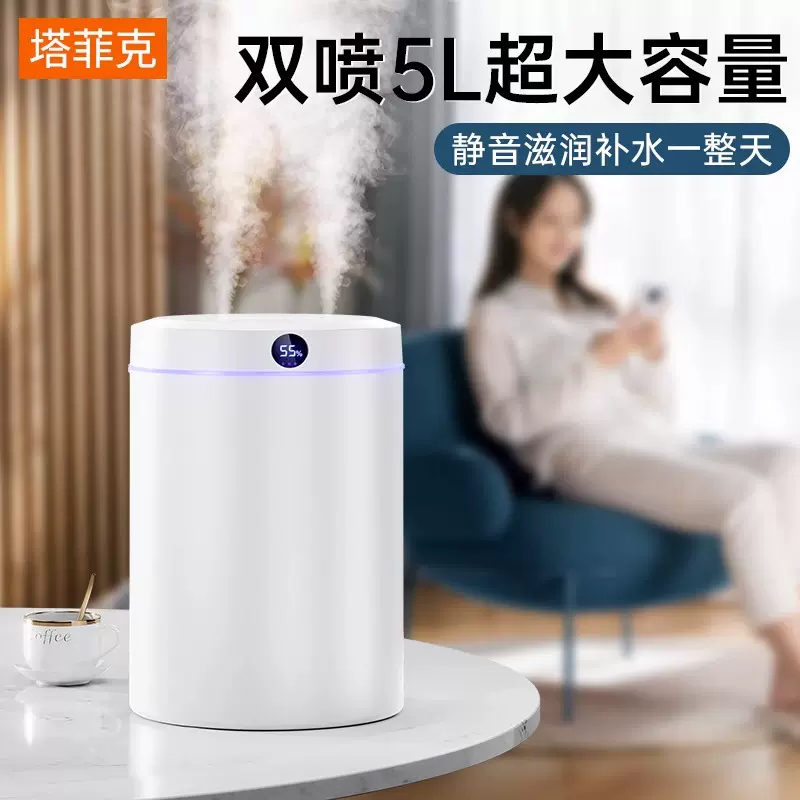 5L大容量双喷加湿器usb家用静音卧室办公室小夜灯数显加湿器-Taobao