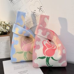 Hand-Carrying Gift Bag Goddess Day Hand-Held Knitted Bag Women's Day Eco-Friendly Woven Bag Wrist Bag Souvenir