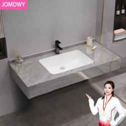 Hotel Style Modern Simple Glossy Slate Ceramic Seamless Integrated Basin Washbasin Bathroom Washbasin Single Basin