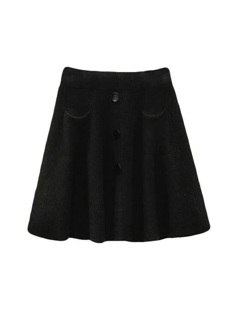 Fat MM pocket design high waist pleated knitted A-line skirt short skirt for women large size loose elastic waist versatile skirt